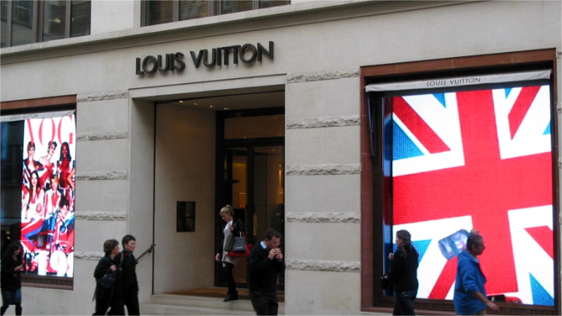 Pantalla LED de publicidad comercial de Louis Vuitton Boutique